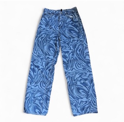 DIVIDED by H&M - Blue Swirl Patterned Jeans - High Rise Loose - Size 4