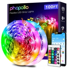 Bluetooth Led Strip Lights 100ft (2 Rolls of 50ft), RGB Color Changing LED Li...