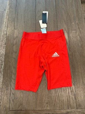 Mens Adidas Spandex Half  Tights Compression Shorts Red Large New