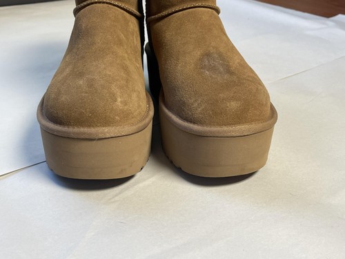 UGG Classic Mini Platform Boots Womens Size 10 Suede Shearling 1134991 - Picture 4 of 11