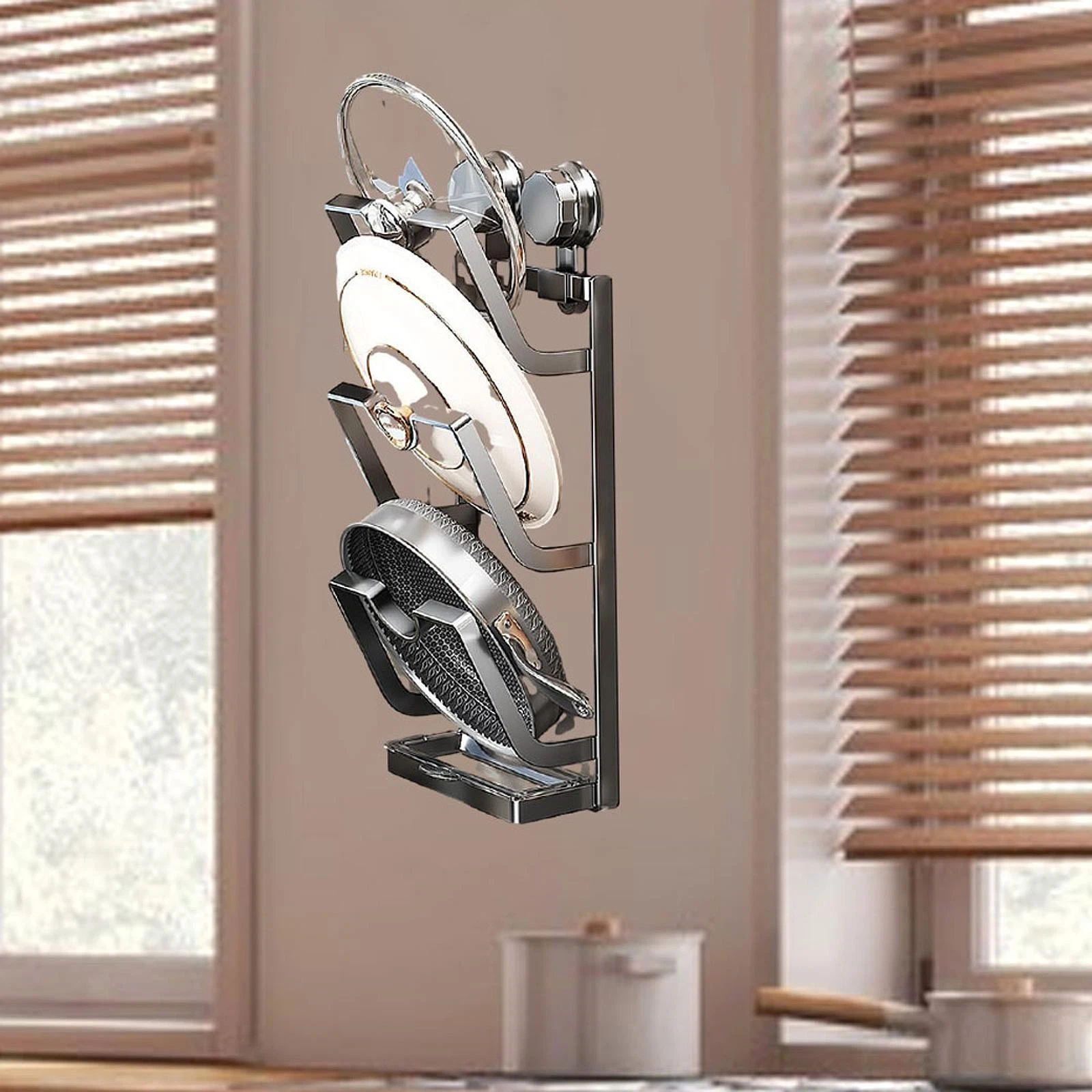 Pot Lid Organizer Rack Kitchen Shelf Pot Lid Storage Rack