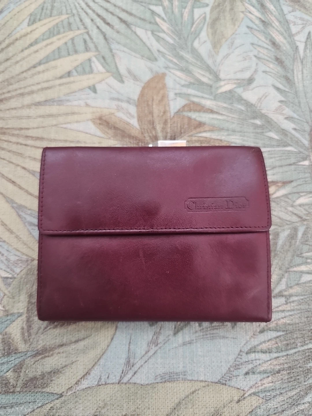 Portefeuille vintage Christian Dior triple cuir marron 