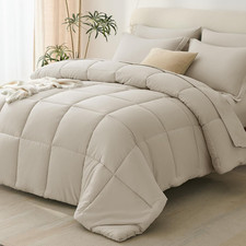 Oatmeal King Size Comforter Set - 7 Piece All Season Bedding Set