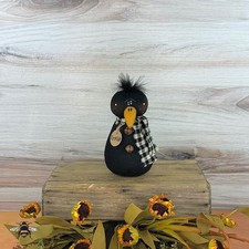 Halloween Crow Figure Honey and Me Crackle Salvage Fall Fabric Country Decor