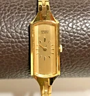 Vintage Seiko Quartz Unique Design Gold Plated Ladies Petite Dress Watch Works