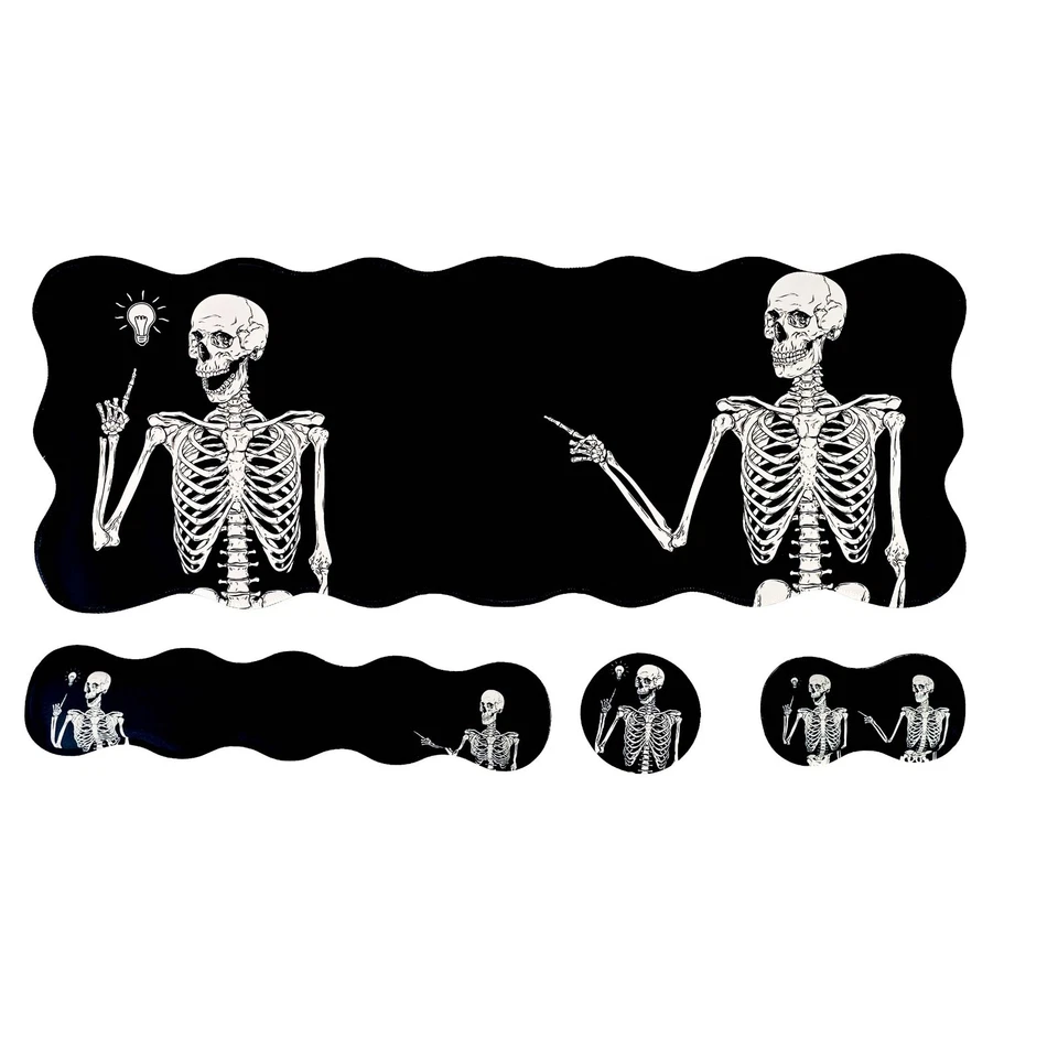 ☠️ Gothic Skeleton Desk Mat 4PC Set – Ergonomic Mouse Pad & Wrist Support - Image 2 of 4