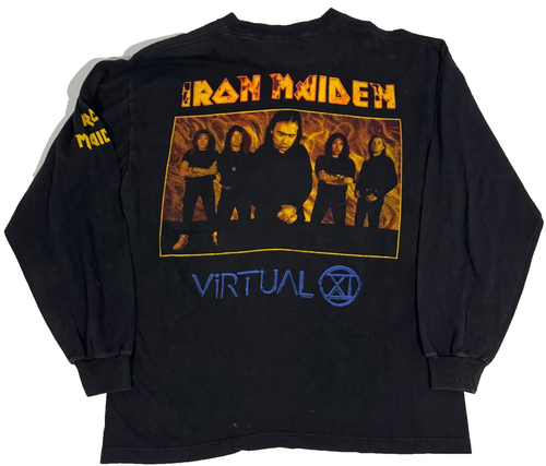 Vintage 90s Iron Maiden Virtual Mexican Bootleg AOP Long Sleeve tee shirt Large - Picture 2 of 5