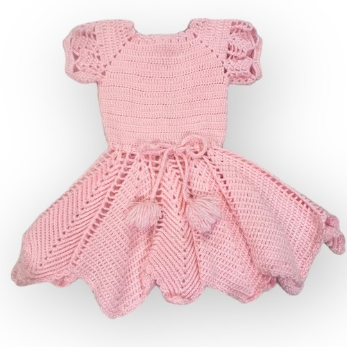 Grandma Crochet Pink Handkerchief Hem Sweater Dress sz Small - Picture 11 of 11