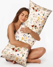 Silk Body Pillow Cover with Zipper - 20x54 Inch Silk Long Pillow Vintage Flower