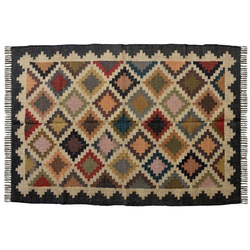 Elegant Wool Jute Kilim Rug Carpet 4x6 ft Flatweave Bedroom - Picture 2 of 5