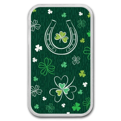 1 oz Ag Colorized Bar - APMEX (St. Patrick’s Day Lucky Horseshoe)