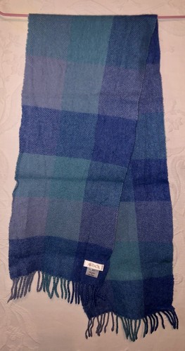 Avoca 100% Wool Blue Plaid Scarf *BUNDLE & SAVE* $1 SHIPS MORE - Imagen 2 de 3