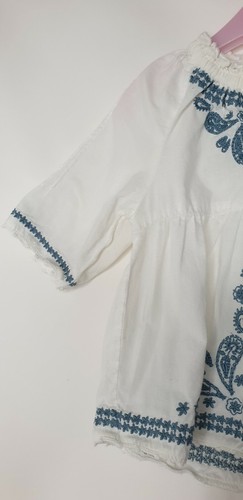 La Redoute Baby Girls White Long Sleeve Embroidered Paisley Tunic Top Age 9 Mths - Picture 4 of 6
