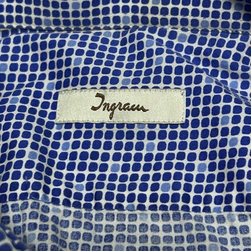 Ingram Men's Blue Checkered Button-Up Dress Shirt Cotton Slim Fit XL - Picture 5 of 8