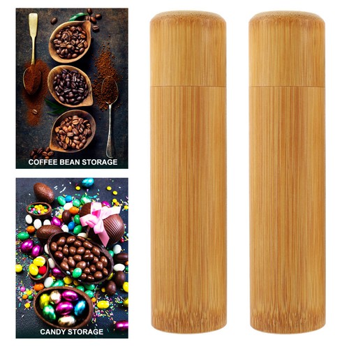 2Pcs Bamboo Tea Canister Bamboo Storage Tube Toothbrush Container (Light Brown) - Picture 10 of 11