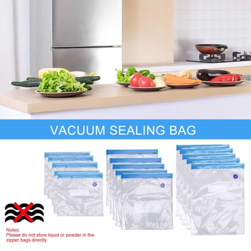 Reusable Vacuum Food Storage Bags Resealable BPA Free Zipper Bags with Air Valve - Picture 3 of 11