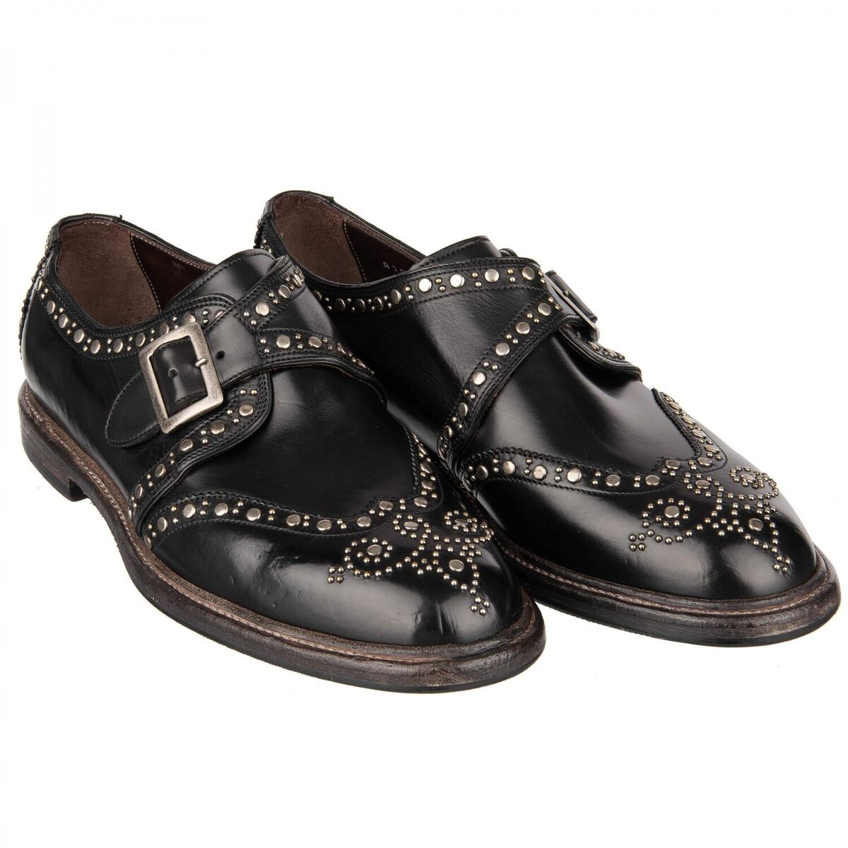 VIP価格★Dolce&Gabbana Formale レザー スニーカー DOLCE & GABBANA Studded Leather Derby Shoes MARSALA with