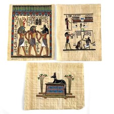 vintage egyptian papyrus art signed authentic Lot of 3