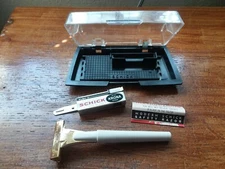 Vintage Schick J1 Injector Safety Razor W/Case, Blades and Instructions
