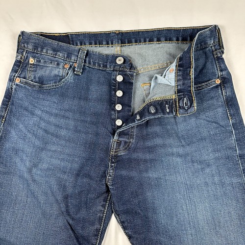 Levi’s 501 Jeans Men’s 34x34 Blue Denim Straight Leg Fit Button Fly Modern - Picture 3 of 10
