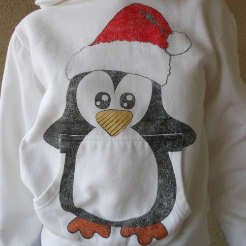 Busch Gardens Santa Penguin Hooded Sweatshirt Size S/M Christmas Novelty - Picture 2 of 8