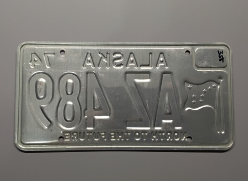 🐾1974 ALASKA "PASSENGER" LICENSE PLATE (AZ-489) W/75 RENEW. STKR. - 第 2/2 張圖片