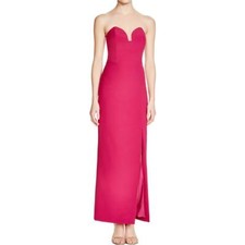 NICOLE MILLER ~ Pink Crepe Sweetheart Strapless Sheath Formal Gown 2 NEW $395