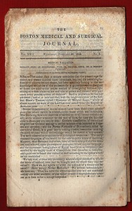 OLD 1842 MEDICAL & SURGICAL JOURNAL BOSTON MA ARTICLES & ADVERTISEMENTS