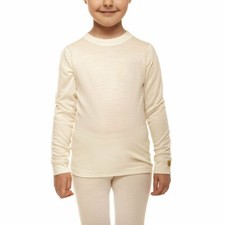 Natural Merino Wool Kids Long Sleeve Top  Thermal Warm Soft Base Layer 160