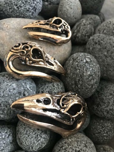ROSE BRASS EAR WEIGHTS BIRD SKULL PLUGS EARRINGS GAUGE PLUG GAUGES SILVER TONE - Picture 7 of 9