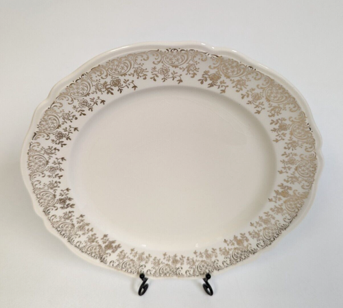 Edwin Knowles Vintage 22 Karat Gold Gold Filigree Scallop Edge 9" Dinner Plate - Picture 2 of 8