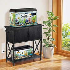 29Gallon Fish Tank Stand w/Cabinet Power Outlets Heavy Duty Metal Aquarium Stand