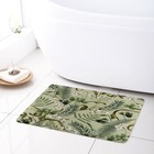 Rustic Green Botanical Leaf White Floral Bath Mat Kitchen Floor Rugs 24x16 Inch