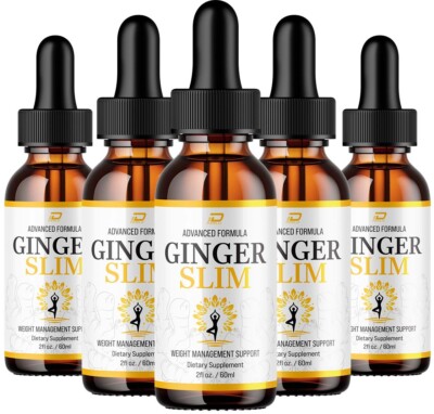 (5 Pack) Ginger Slim Drops   GingerSlim Extra Strength All Natural Organic