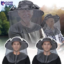 Mosquito Net Hat With Solar Fan Wide Brim Fishing Outdoor Men Women Sun Cap Gift