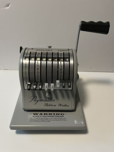 Paymaster Ribbon Writer 8000 Check Writer w/Original Key And Dust Cover - Picture 1 of 7