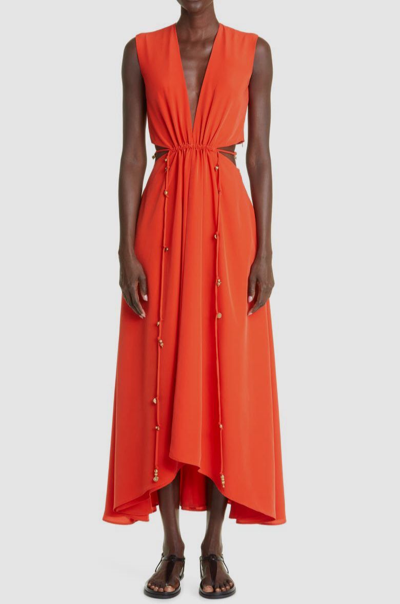 $1595 Altuzarra Women's Red Cutout Drawstring Ayubi A-Line Dress Size 42