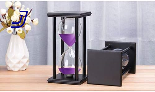 Hourglass 60 Minute Purple Sand Timer Black Wooden Frame Sandglass FREE SHIPPING - Picture 3 of 12