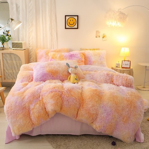 Shaggy Coral Fleece Warm Bedding Set Duvet Cover Pillowcases 3pcs Bedclothes - Picture 10 of 47