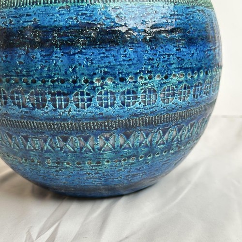 FLAVIA FLAVIA Rimini Blue Flower Vase Italian Art Pottery Round - Picture 5 of 11