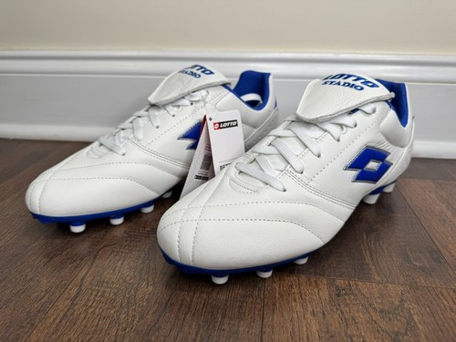 Lotto Stadio 200 III FG - Soccer Football Cleats -White Pacific Blue Mens US 10 - 第 7/12 張圖片