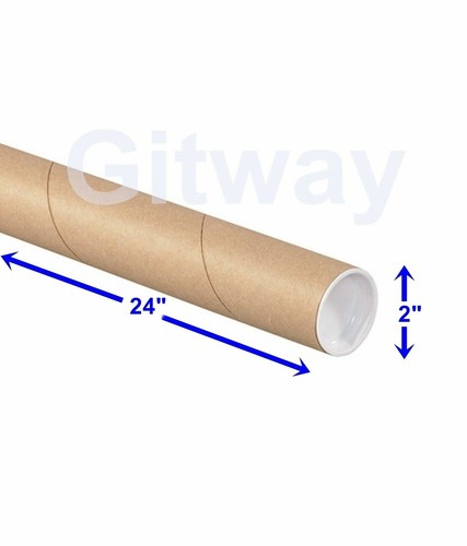 2" x 24" Cardboard Poster Shipping Mailing Mail Postal Tube 50 Tubes with Caps - Picture 3 of 6