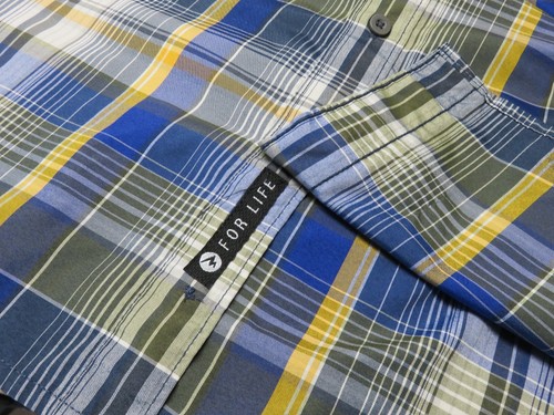Mens Marmot Short Sleeve Button Front Shirt Size L Blue Yellow Plaid Hiking - Imagen 7 de 7