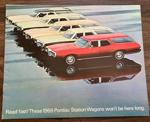1969 Pontiac Station Wagons - Vintage 16-Page Dealer Sales Brochure Catalog  NM