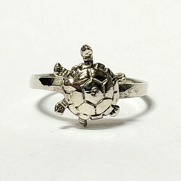 Sterling Silver Turtle Ring with Moving Head and … - image 1