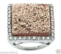 Qvc Simulated Bronze Tone Drusy Quartz Ring Stainless Steel By Design J272086 Qvc Simulated Bronze Tone Drusy Quartz Ring Stainless Steel By Design J272086