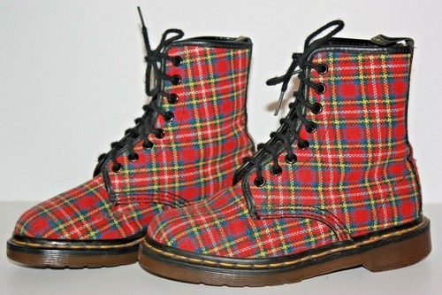 Dr Martens 1990 S Original Vintage Tartan Fabric Red Ankle Plaid T 35, Vgc  , | eBay