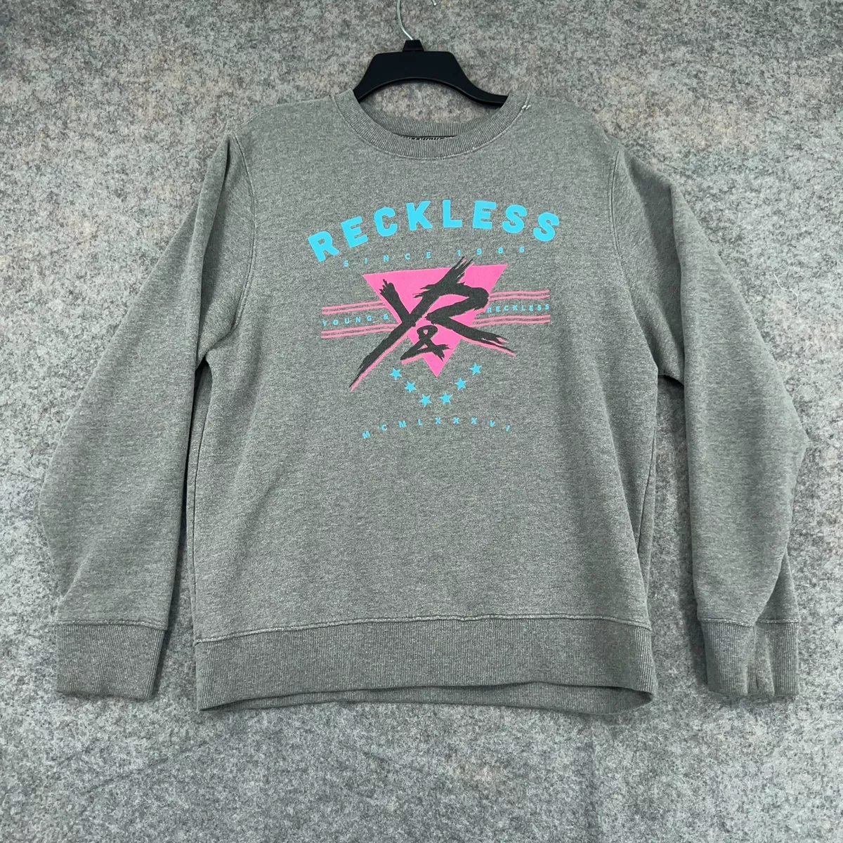 Young Reckless Sweatshirt Mens XL Gray Pullover Long Sleeve Crew