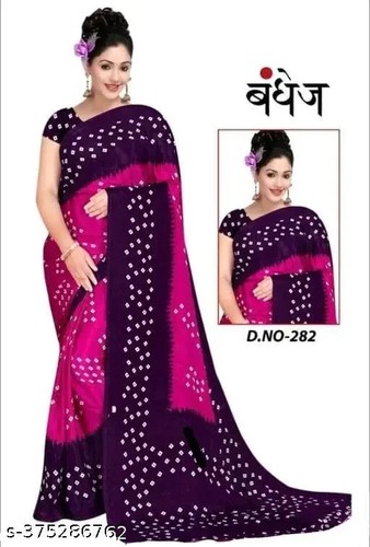 Women's Chiffon Printed saree with Running blouse Piece - Picture 18 of 21