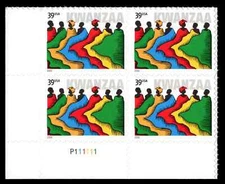 US Scott # 4119, Kwanzaa, Plate Block of (4) 2006 39¢ Stamps, MNH